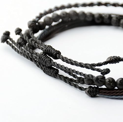 Miniatura 12 de Handmade Natural Stone Beaded Healing Bracelet Gift for Men Adjustable Rope String Bracelet