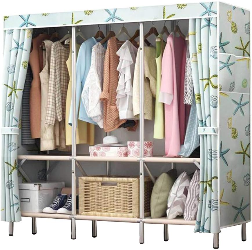 Cloth Wardrobe Clothes Closet, Portable Closet Non-Woven Wardrobe Storage Closet Standing Closet Fabric Cabinet Portable Wardrobe,D_166*161 * 48cm