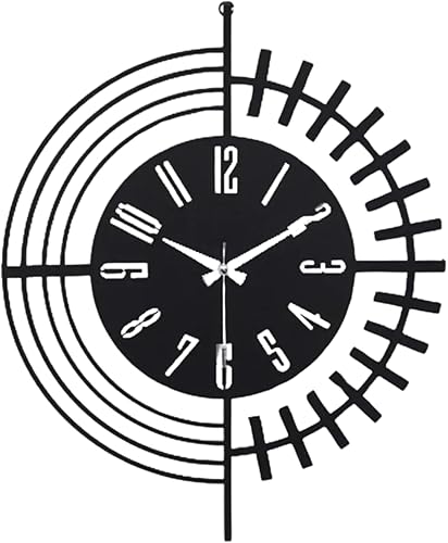 Miniatura 148 de Reloj de pared de metal de 20 pulgadas, redondo, silencioso, moderno, analógico, grande, funciona con pilas, reloj de pared para sala de estar, Negro