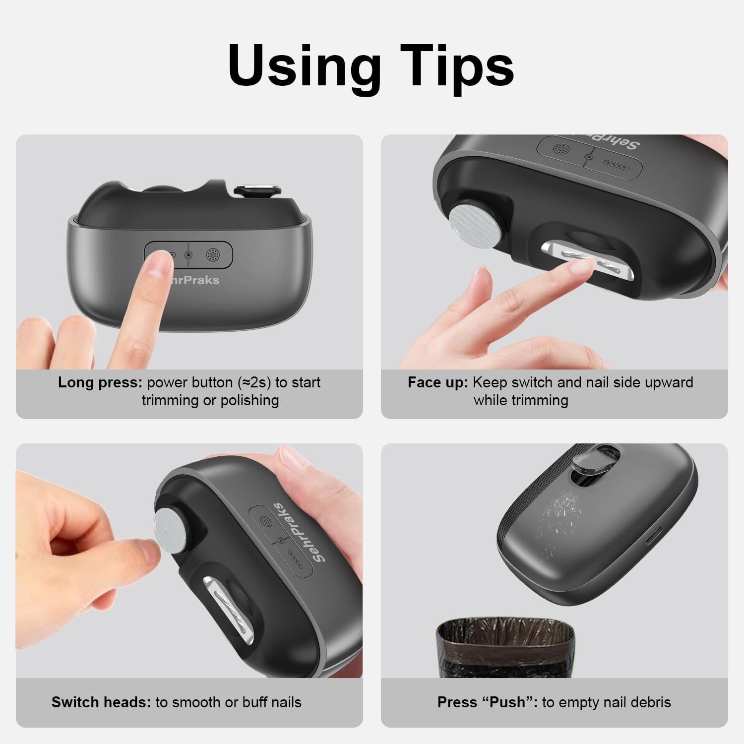 Electric Nail Clipper 3-in-1 with LED Light, Nail Trimming, Filing & Polishing, Magnetic Cover, Wide Opening for Thick Nails, Type-C Charge, Safe for Kids, Adults & Seniors, Black