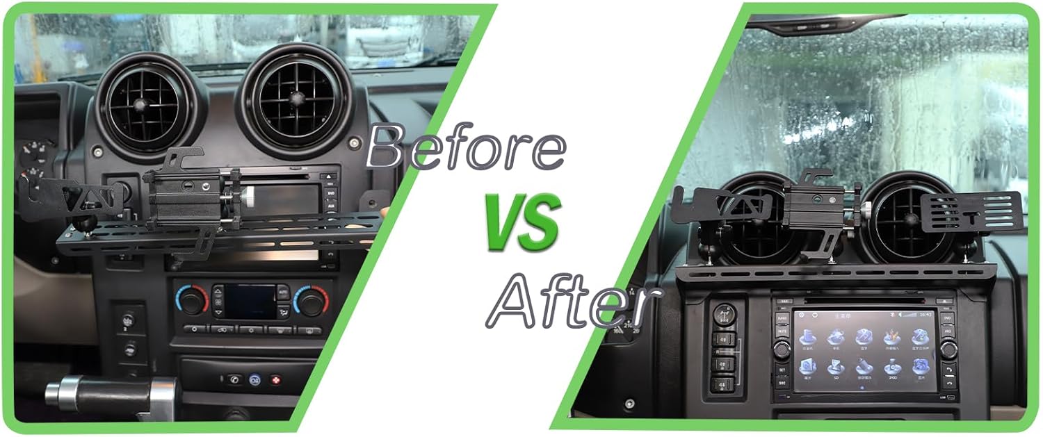PIUGILH Multi-Functional Car Phone Holder Compatible with Hummer H2 2003-2007,3 in 1 Phone Mount&Walkie Talkie Bracket&Radio Mount, Dashboard Multi-Device Mount