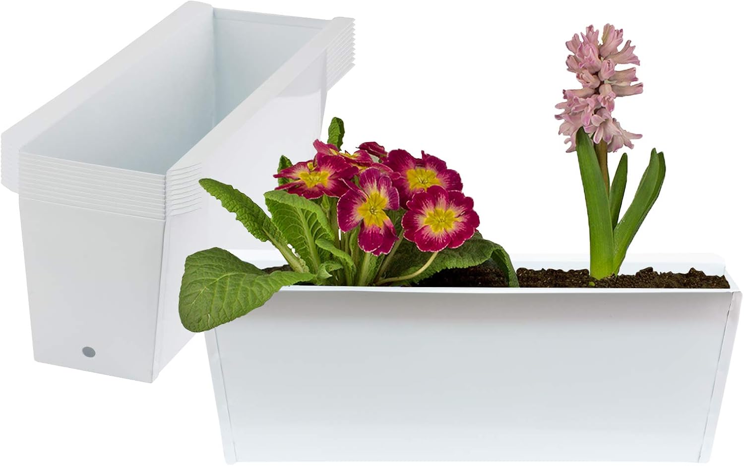 BigDean 10er Set Zink Paletten Blumenkästen weiß Einsatz 36cm groß