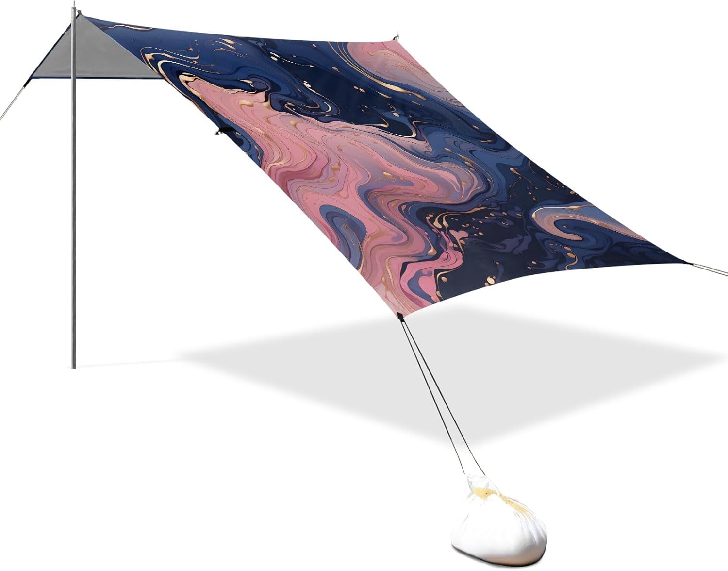 Pink Blue Marble Camping Sun Shelter, Beach Tent Portable Beach Sun Shade Outdoor Canopy for Camping Trips Fishing Picnic