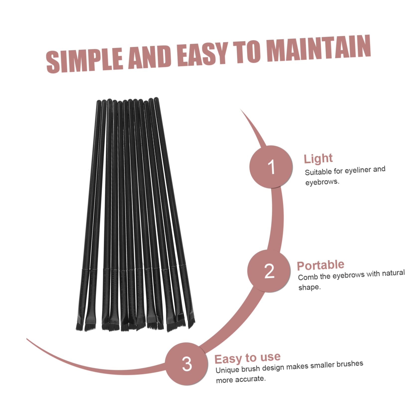 Mipcase 3sets Concealer Brush under Angled Eyeliner Brush Soft Bristles Eyeshadow Brow Travel Size Makeup Tools 12pcs*3