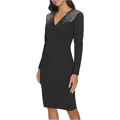 Платье Calvin Klein Scuba Crepe Long Sleeve with Hot Fix