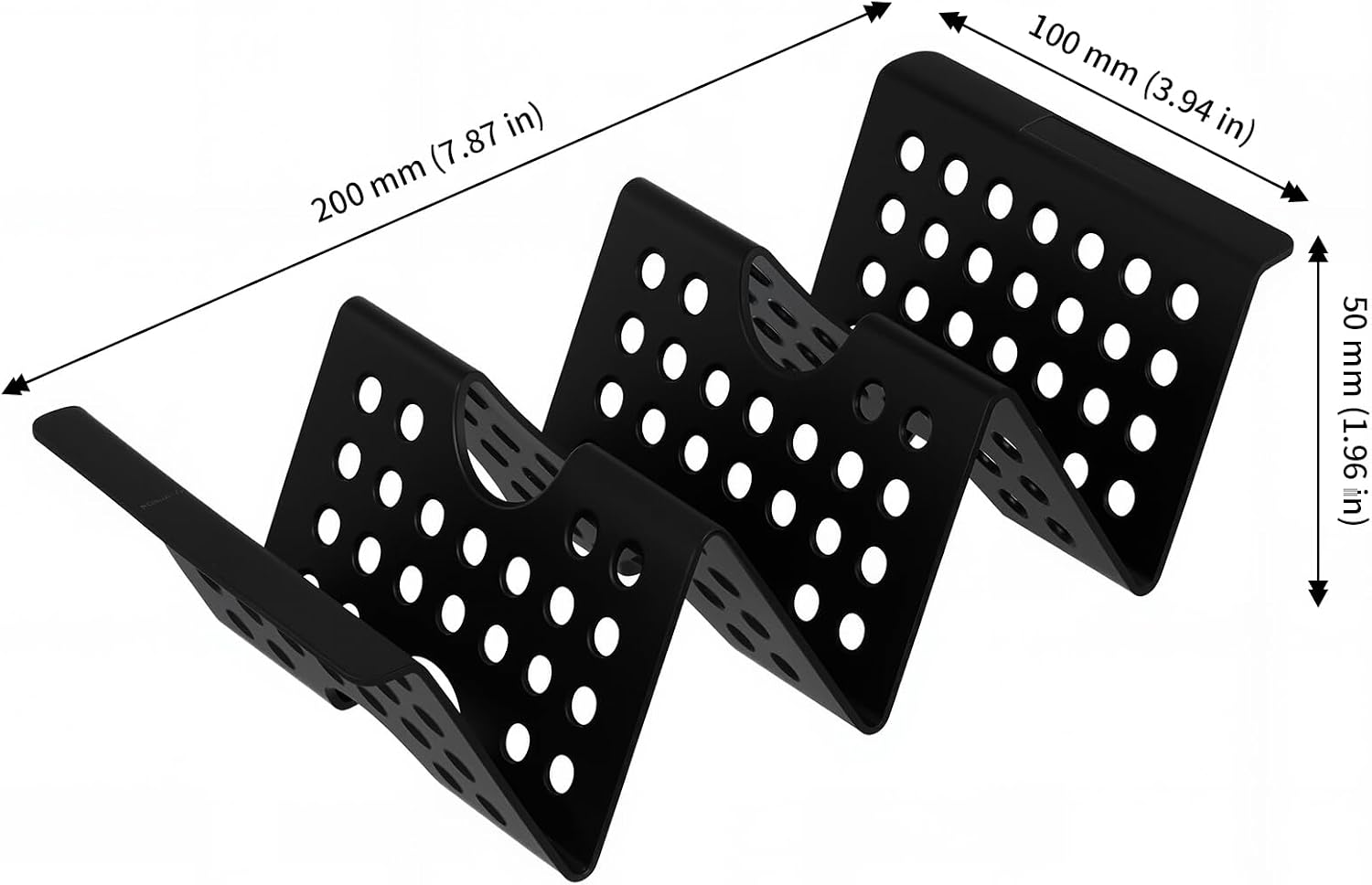 JAPCHET Set of 24 Taco Holder Stands, Large Taco Racks Trays Plates Black Plastic Tacos Shell Holder, Each Hollow Stands for 3 Tacos, Easy to Clean and Use
