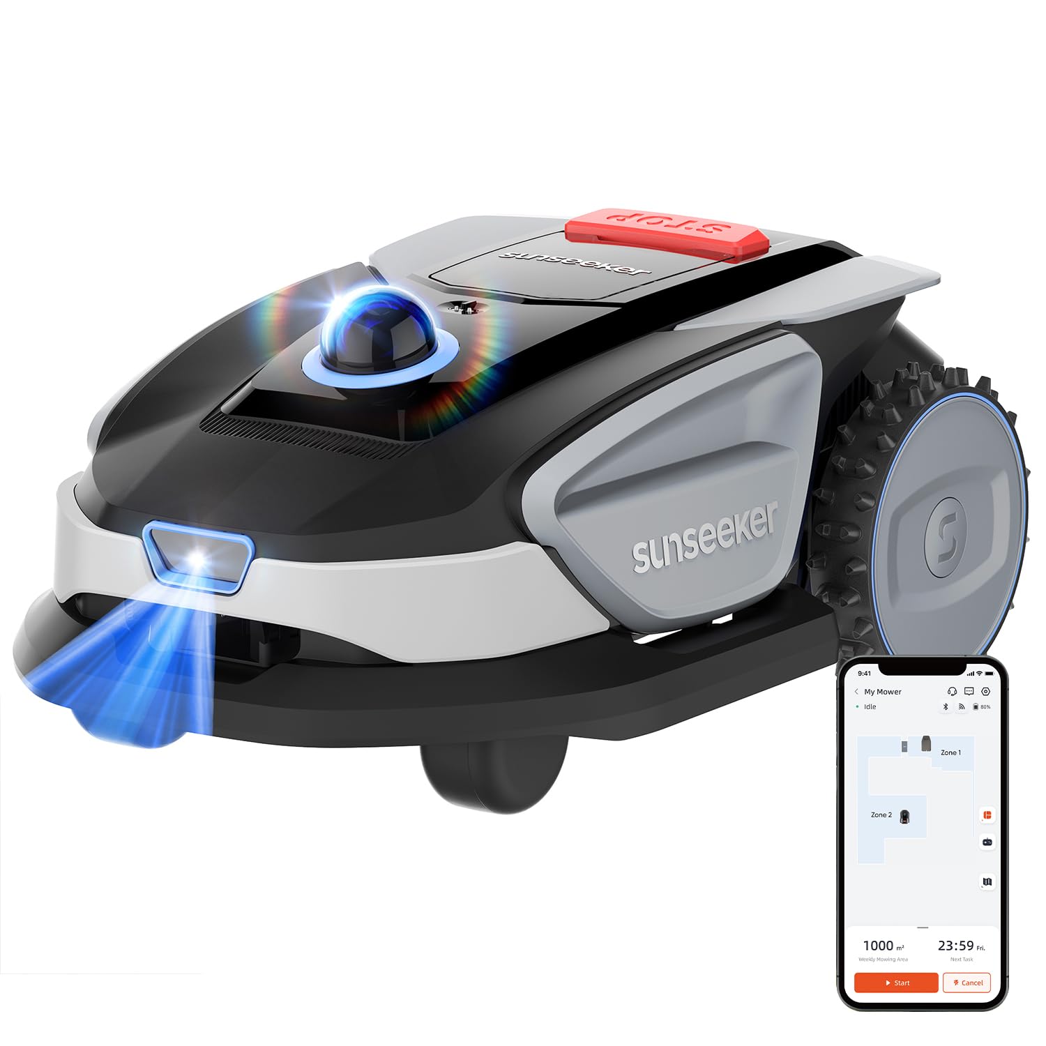 Sunseeker S4 Robot cortacésped inalámbrico perimetral, 1000 m², LiDAR 360°, Vision AI, mapeo automático, gestión multizona, prevención de obstáculos, Pendientes 42%, Control Mediante aplicación
