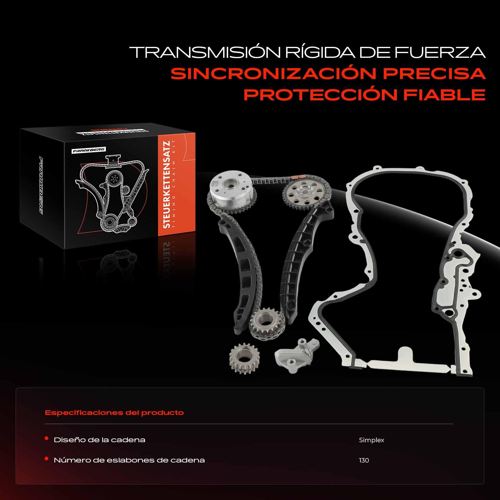 Frankberg Kit de cadena de distribución cadena de distribución | Compatible con: Altea XL 5P5 5P8, A1 Sportback 8XA 8XF, Habitación 5J7, NH3 rápido, CC 358, Golf Plus 521 5M1