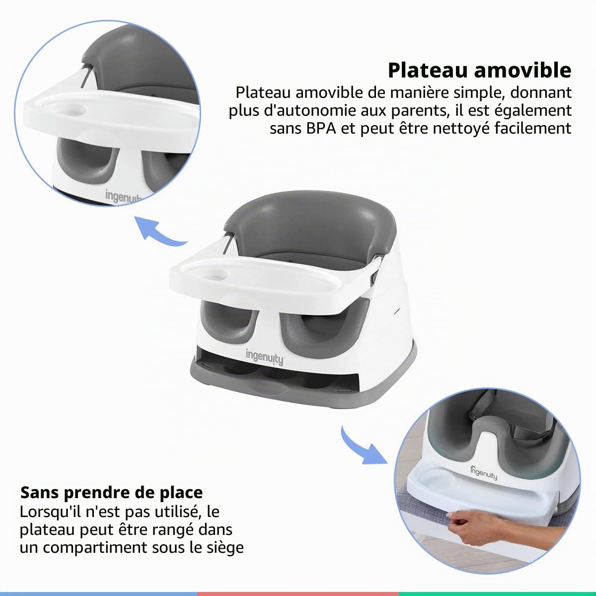 Ingenuity, Baby Base 2-en-1 Siège Rehausseur - Ardoise
