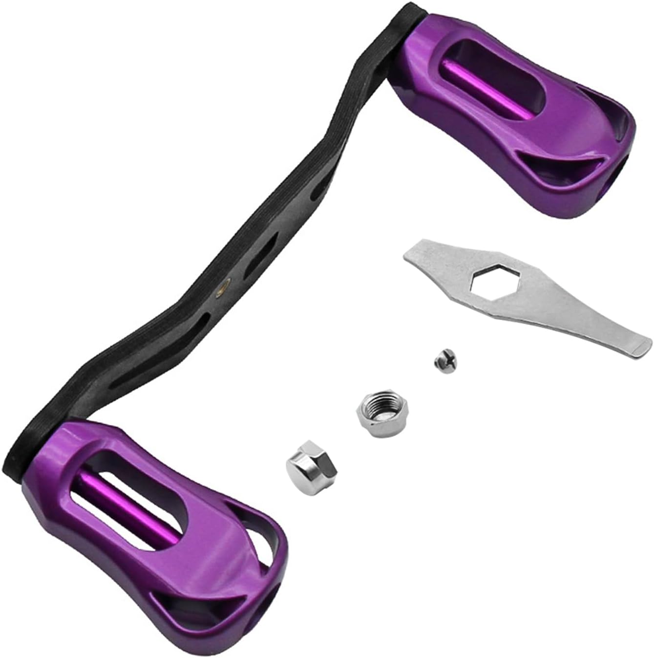 Fishing Reel Handle, Carbon Fiber Reel Replacement Parts Double Rocker Arm Handle for Baitcasting Reel