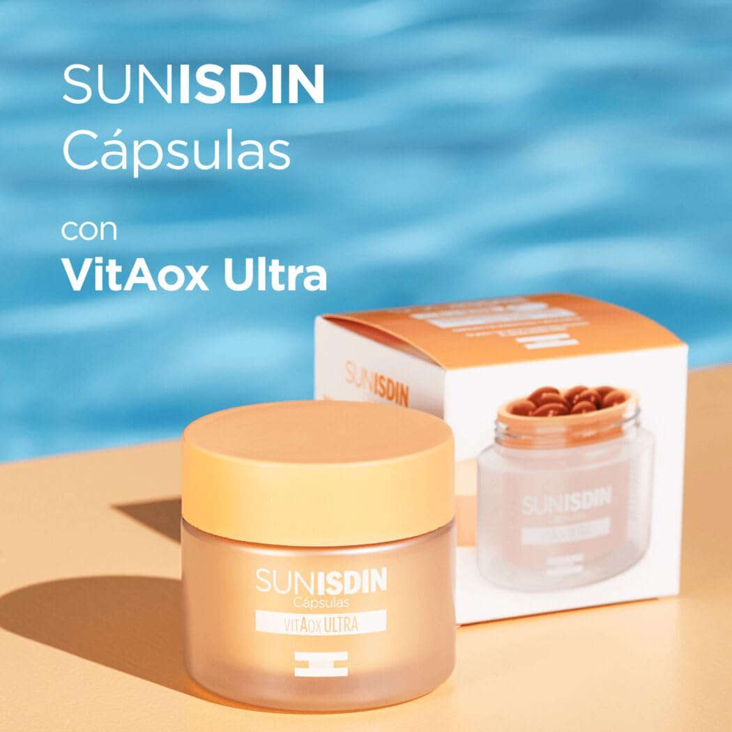 SunISDIN Cápsulas Orales, Vitamina D, Complemento Alimenticio que Contribuye a Preparar la Piel para la Exposición Solar