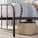 Zinus Heidi Bett 140x200 cm - Höhe 31cm mit Stauraum unter dem Bett - Metall Plattform Bettgestell mit Kopfteil und Fußteil - Schwarz