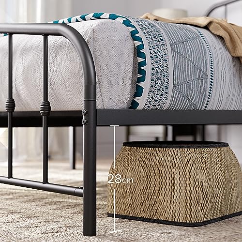 Zinus Heidi Bett 90x200 cm - Höhe 31cm mit Stauraum unter dem Bett - Metall Plattform Bettgestell mit Kopfteil und Fußteil - Schwarz
