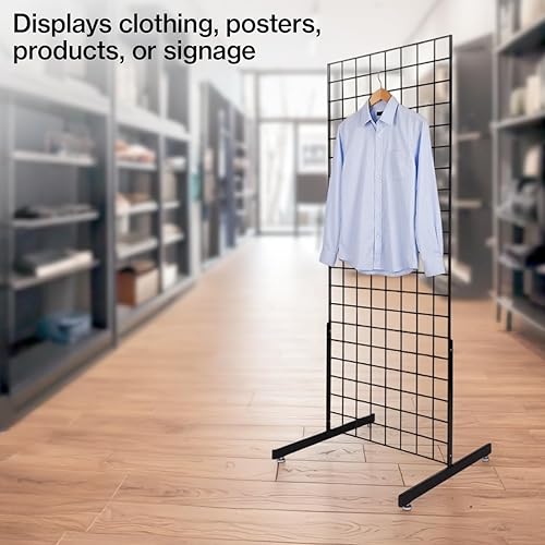 Miniatura 4 de SSWBasics Accesorio de pared de rejilla de 2 x 6 pies, color negro, estante de exhibición duradero para exhibiciones de arte, festivales al aire