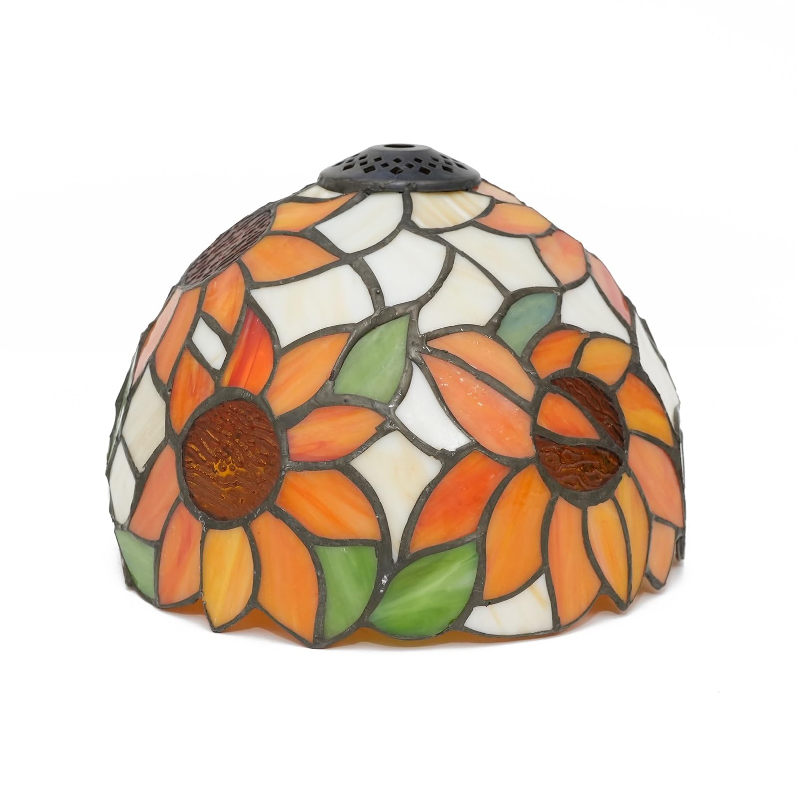 HJRegaFimu Shade Replacement 8" Pastoral Sunflowers Stained Glass Lamp Warm Art Home Decor Small Opening Lampshades For Table Chandelier Light Wall Floor Lamps