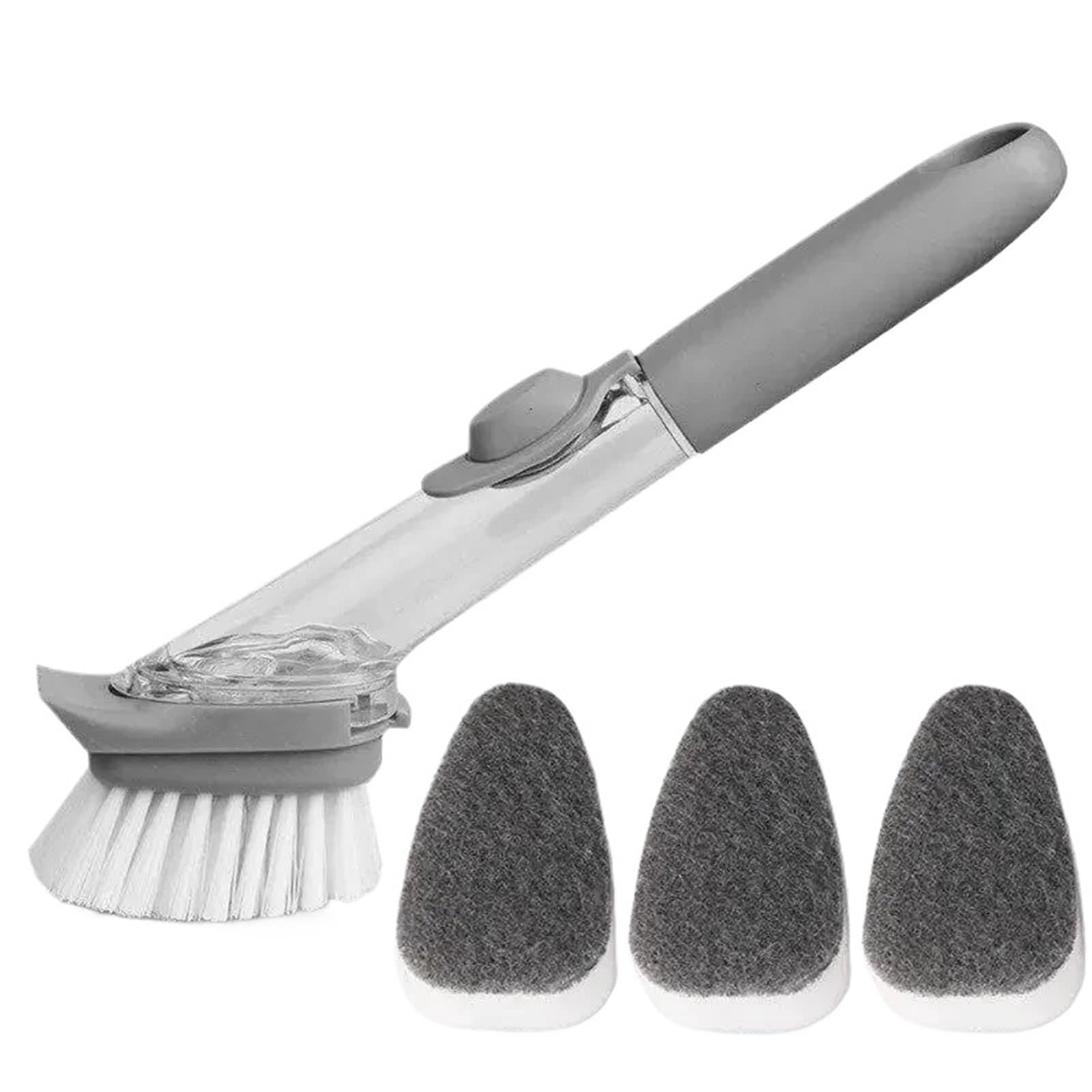Dish Brush Cleaning Brush Refillable Liquid Kitchen Bowl Scrubber Sponge Long Handle Dispenser Cleaner Tool(Style 04)