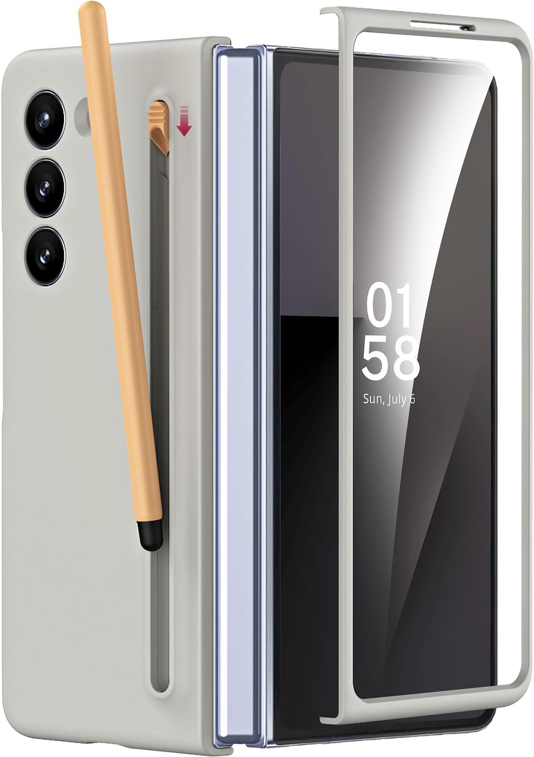 Miimall for Samsung Galaxy Z Fold 7 Case with Stylus and S Pen Holder, Ultra Slim Durable ZFold 7 Case with Built in Screen Protector, Wireless Charging Compatible, Black