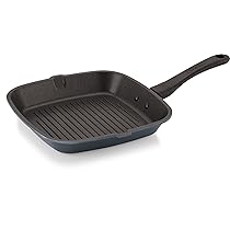 Tosaa Non-Stick Aluminium Gas Compatible Grill Pan, 24 cm, Marble Grey