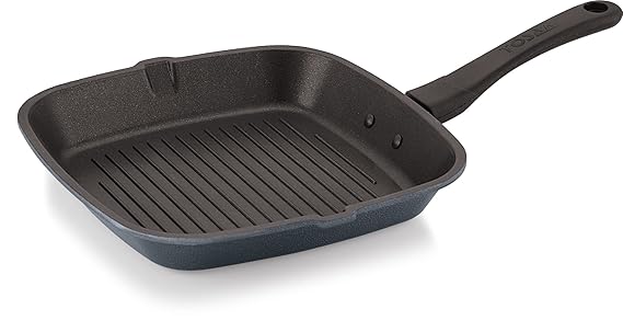 Tosaa Square Non Stick Grill Pan, 24 cm, Red/Grey