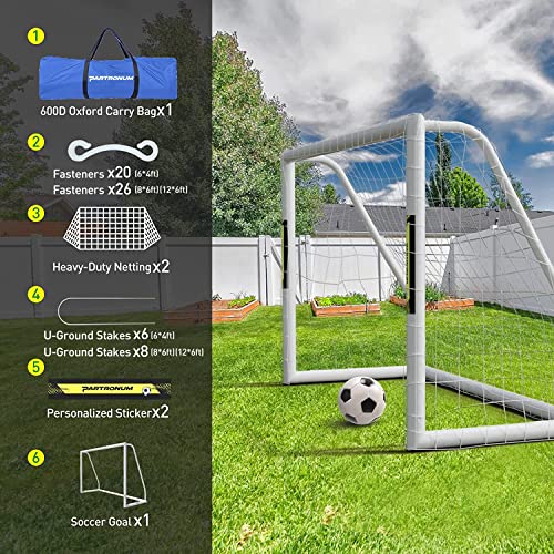 Partronum Soccer Goal For Backyard 12X6 Big Soccer Goals With 2 Soccer Nets And Carry Bag Single Soccer Goal With Pvc Frame Portable Goal Post For Kids And Adults #TOP3