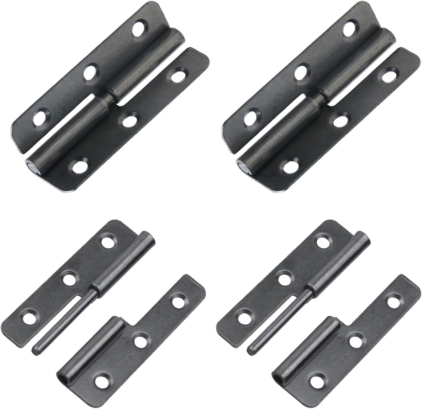 Detachable Small Hinge Right Side Lift Off Iron Split Joint Flag Rising Butt Hardware for Cabinet Door Wooden Box Jewelry Case 2in Black 4Pcs