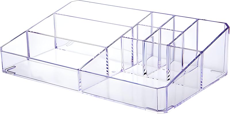 Organizador transparente de maquiagem em acrílico com 9 compartimentos, PeoTRIOL, 1 unidade
