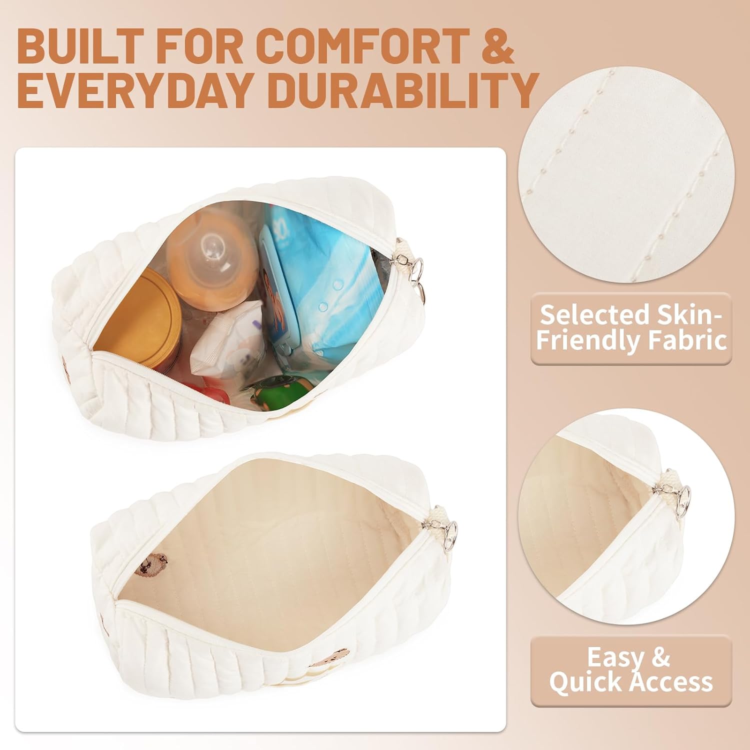 2PCS Diaper Bag Organizer Pouches | Small Baby Diaper Bag Purse Mini, Travel Organizer Bags for Women, Stroller Straps
