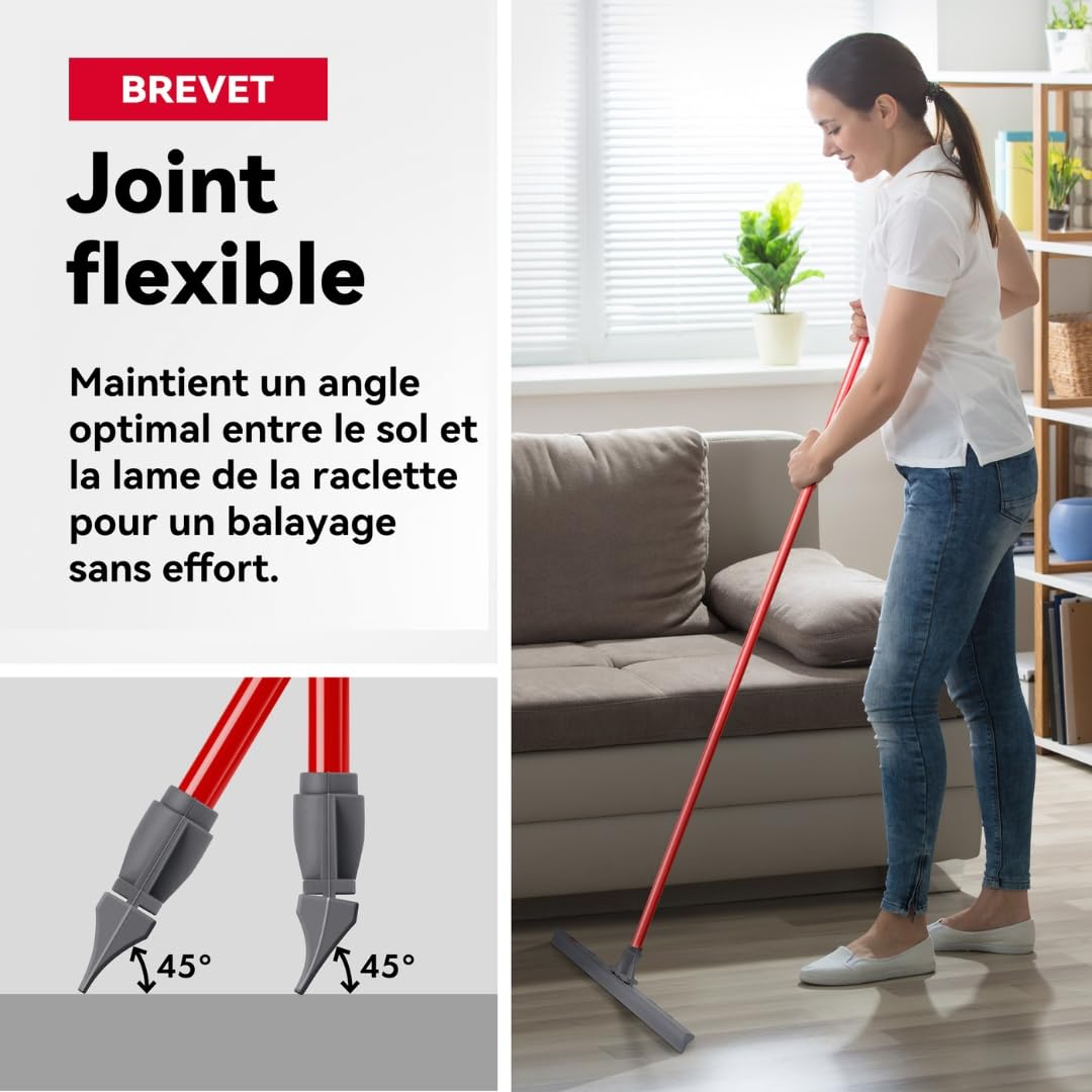 Tyroler Balai Raclette Sol Extérieur Terrasse | Tête de 60 cm 100% Silicone | 4 Parties de 140 cm de Long | Idéal pour Toutes Les Surfaces | Raclette Douche Sol | Raclettes Professionnelle