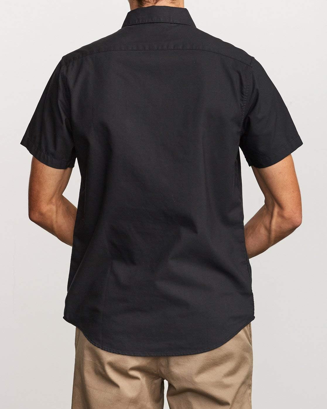 RVCA Men's Thatll DO Stretch Short Sleeve Woven Button UP Shirt, Black, M