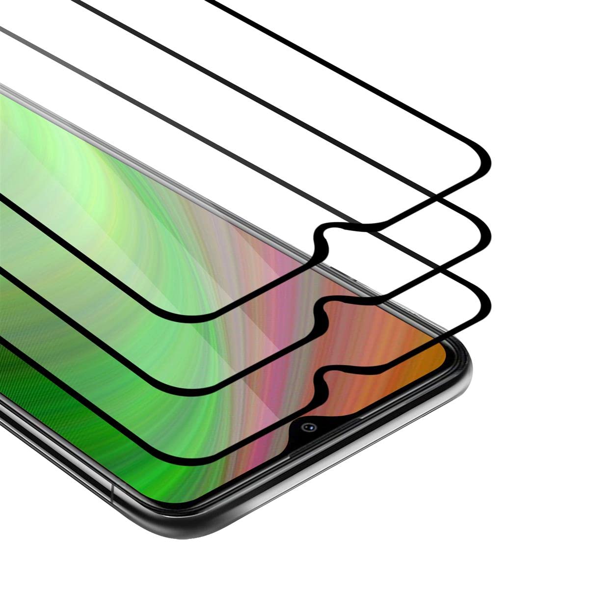 Cadorabo Vetro Temperato Per Xiaomi Redmi 9C – Trasparente Con Bordo Nero, Durezza 9H, Copertura Completa, Compatibile 3D Touch