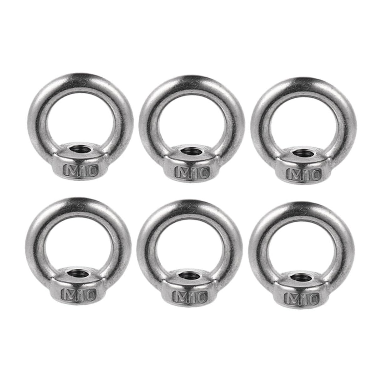 6pcs M10 Stainless Steel Lifting Eye Nut Threaded Ring Bolt Heavy Duty Eyelet Nut for Industrial Lifting and Rigging Applications