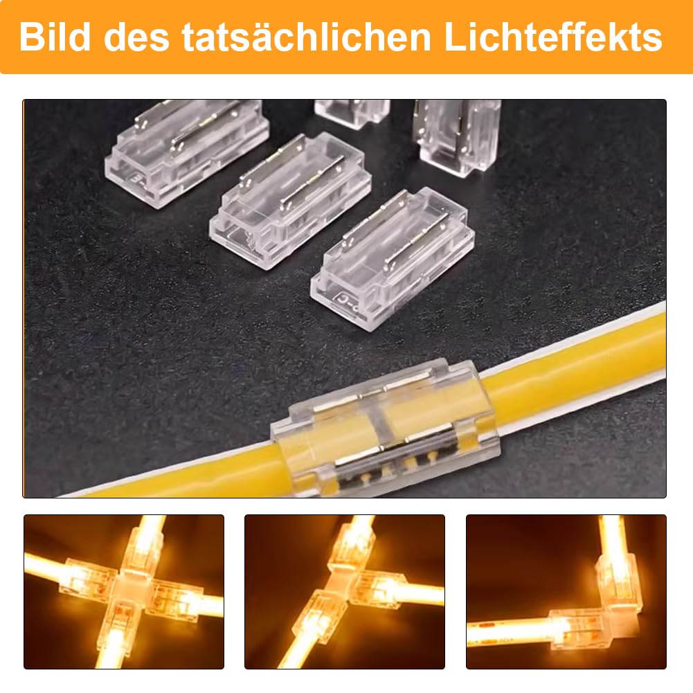 20pcs 2 Pin LED Strip Light Connectors, Silkwish 8mm LED/COB Connector Solderless - Image 2