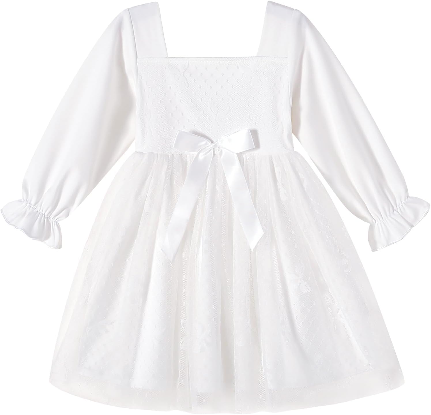 YOUNGER TREE Toddler Tutu Dress Girls Long Sleeve Tulle Holiday Birthday Party Princess Dresses Fall Winter Clothes