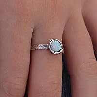 Vista 56 de Anillo de plata de ley con piedras preciosas para mujer, anillo apilable de piedra martillada, anillo de piedra natal