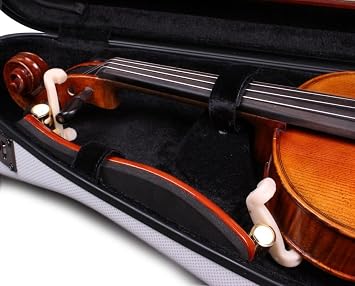 Vetimobato Carbon Fiber Violin Case 4/4 Full Size, Lightweight Hard Shell with Backpack Straps, 2 Bow Holders, Hygrometer & Spacious Accessory Compartment for Ultimate Protection (White Small Pattern)