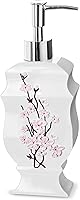 Vista 8 de Creative Scents Vanda - Juego de accesorios de baño blanco con flor de cerezo, juego de 4 dispensadores de jabón de baño floral incluye: dispensador
