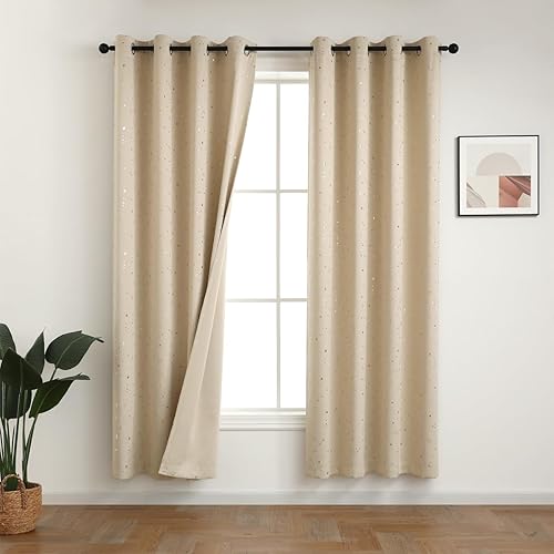 Vista 114 de Mangata Casa - Cortinas opacas para dormitorio, 2 paneles, cortinas térmicas para ventana, para sala de estar, cortinas que oscurecen. Azul marino