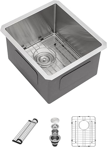 Miniatura 183 de Sarlai - Fregadero empotrado con barra, de 10 x 18 x 8 pulgadas, pequeño, de acero inoxidable, de calibre 16, simple, para RV Acero inoxidable,Negro