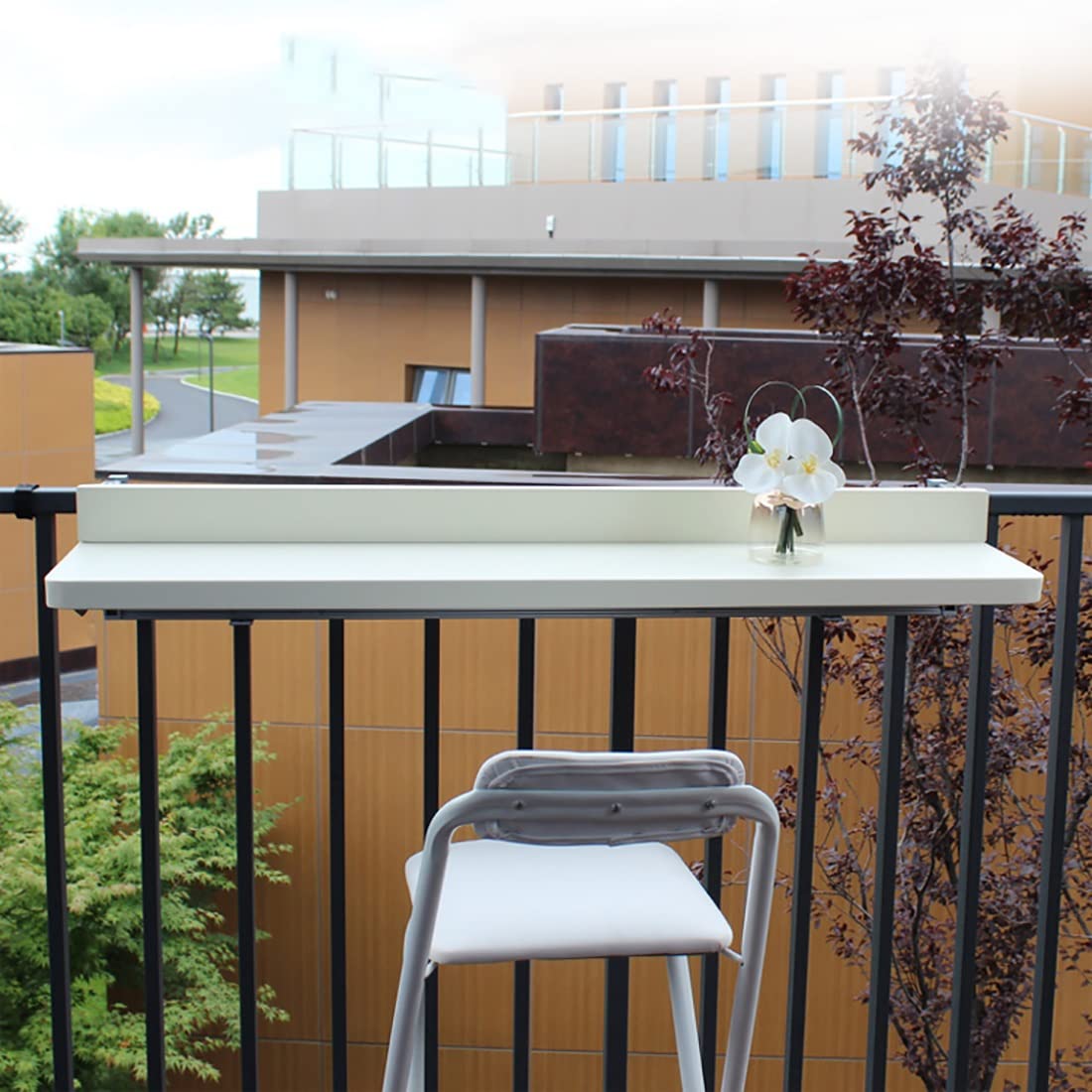 Balkon do balustrady, składany stolik pomocniczy, składany stolik pomocniczy, składany stolik balkonowy, wielofunkcyjny stolik wiszący do wewnątrz i na zewnątrz, patio, do ogrodu (C