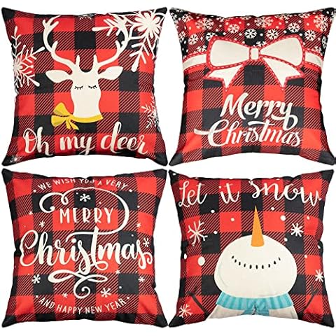 VGMAX 4 Pcs Christmas Pillow Covers Set Cover