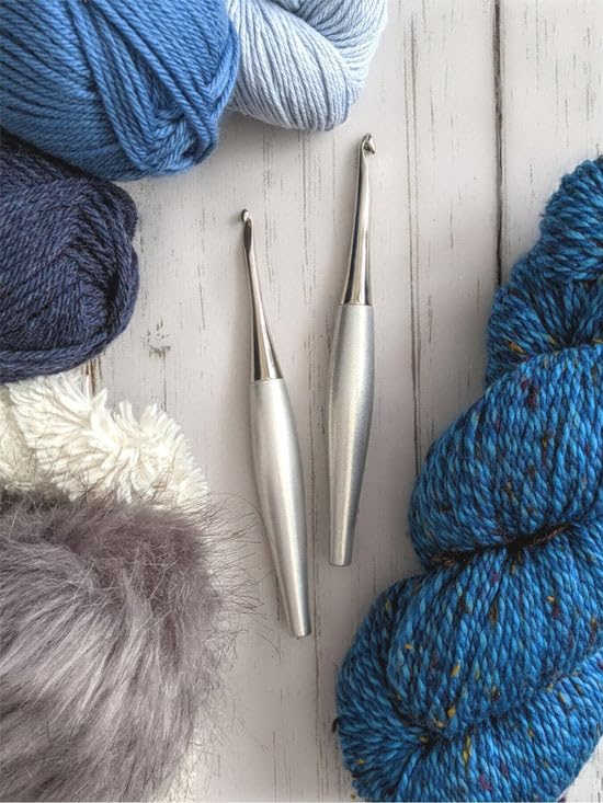 Image of Furls Crochet Hook, Odyssey Silver, Nickel Plated Tip for Effortless Glide, Ergonomic Handle Crochet Hooks 7 inch (Odyssey Silver, P - 10.00MM)