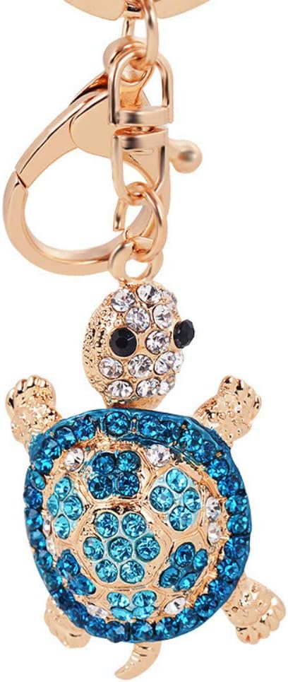 Crystal Rhinestone Tortoise Keyring Charm Pendant Purse Bag Key Ring Chain Gift-Blue