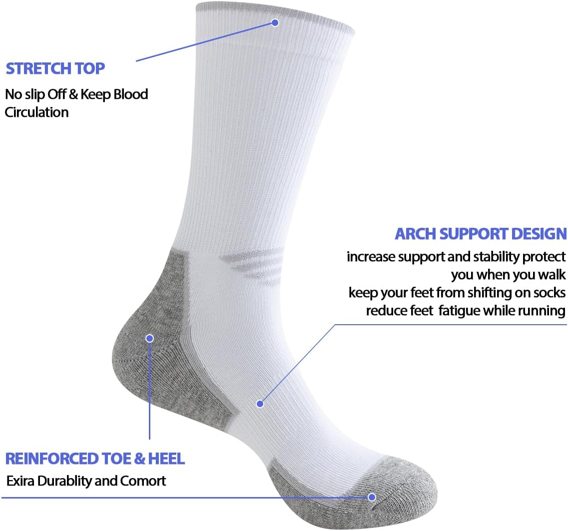 JOYNÉE 5/10 Pairs Mens Lightweight Athletic Crew Socks Cushioned Breathable Long Socks for Sports Running - Image 3