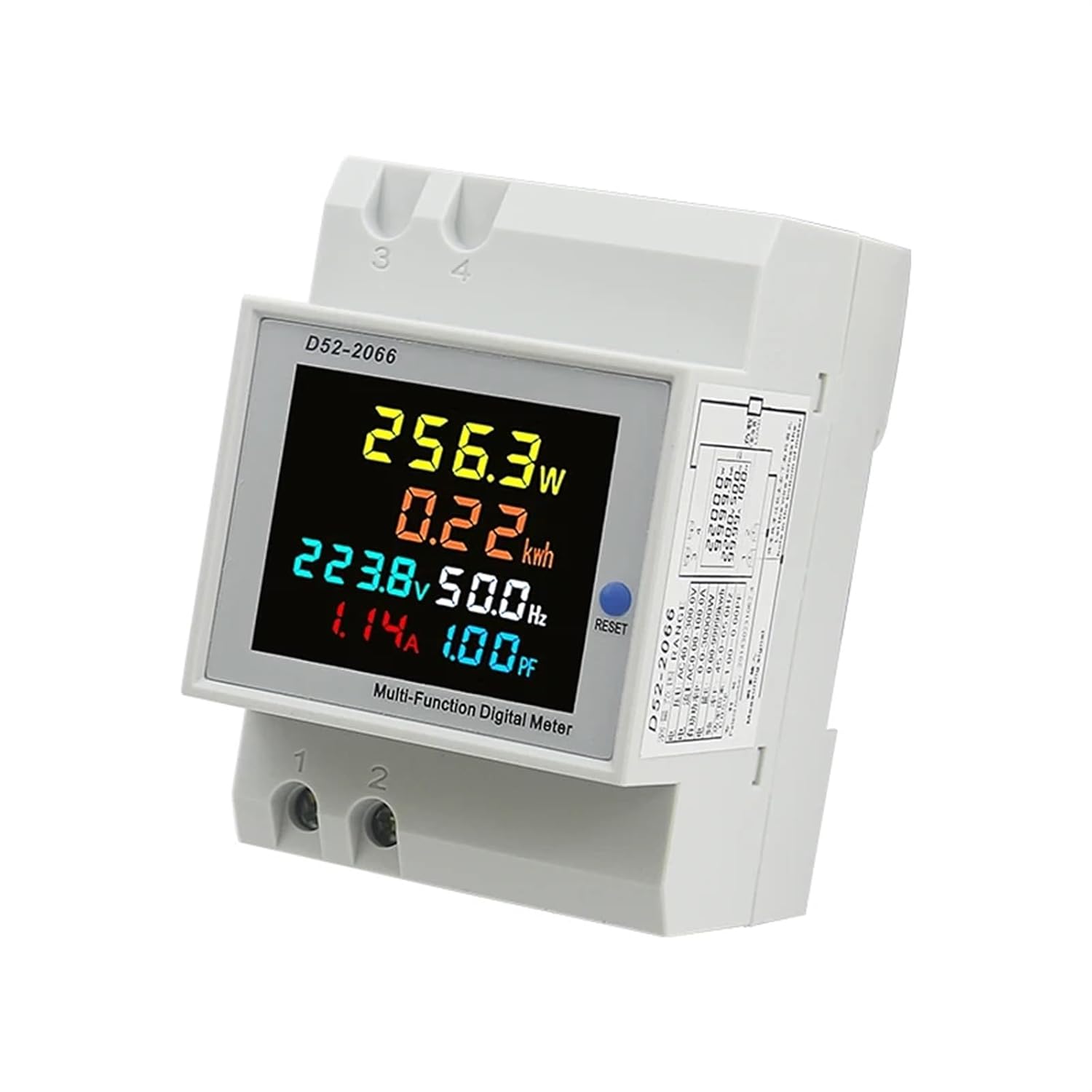 6IN1 AC Volt Monitor 110V 220V 380V Current Power Kwh Electric Energy Meter Smart AMP 100A D52-2066 1Pcs(Built-in CT,250-450V)
