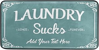 KLL Custom Laundry Sucks Rug, Add Your Text, Design Unique Family Laundry Runner Rug 39x20in Teal Turquoise