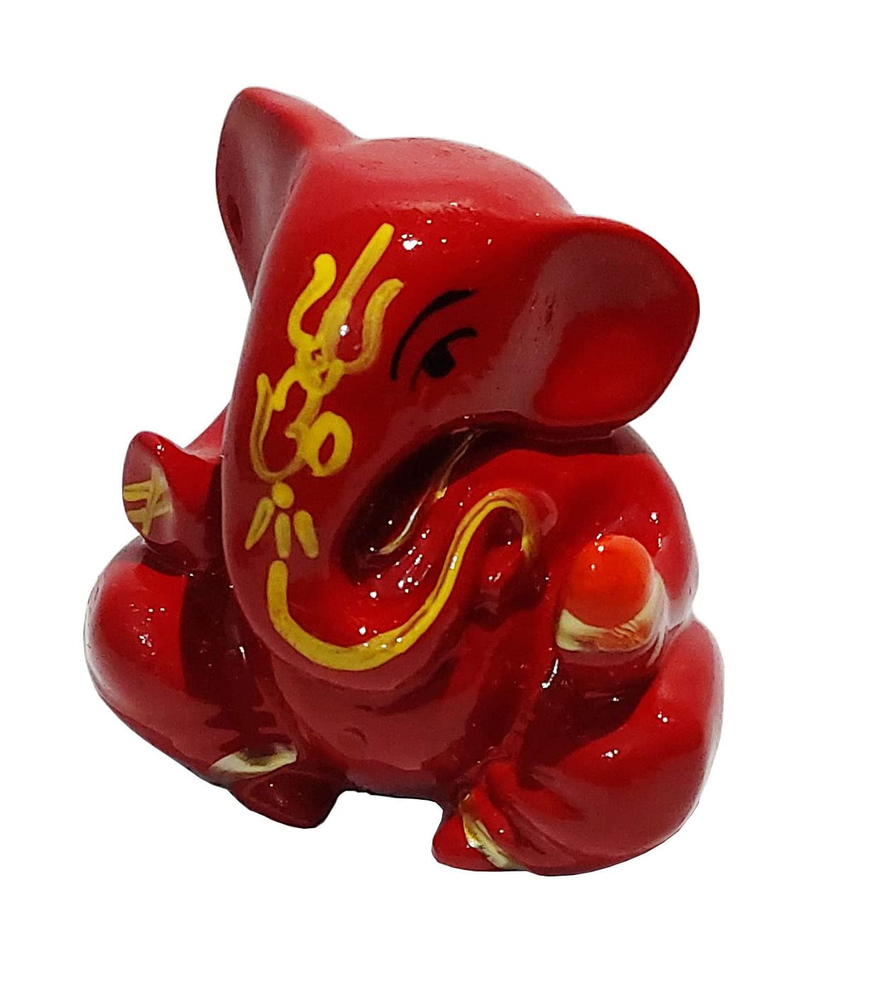 Sahishnu Online Ganesha Statue for Home & Office, Mini Ganesha Idol for Decor, Vighnaharta Ganpati (Red)
