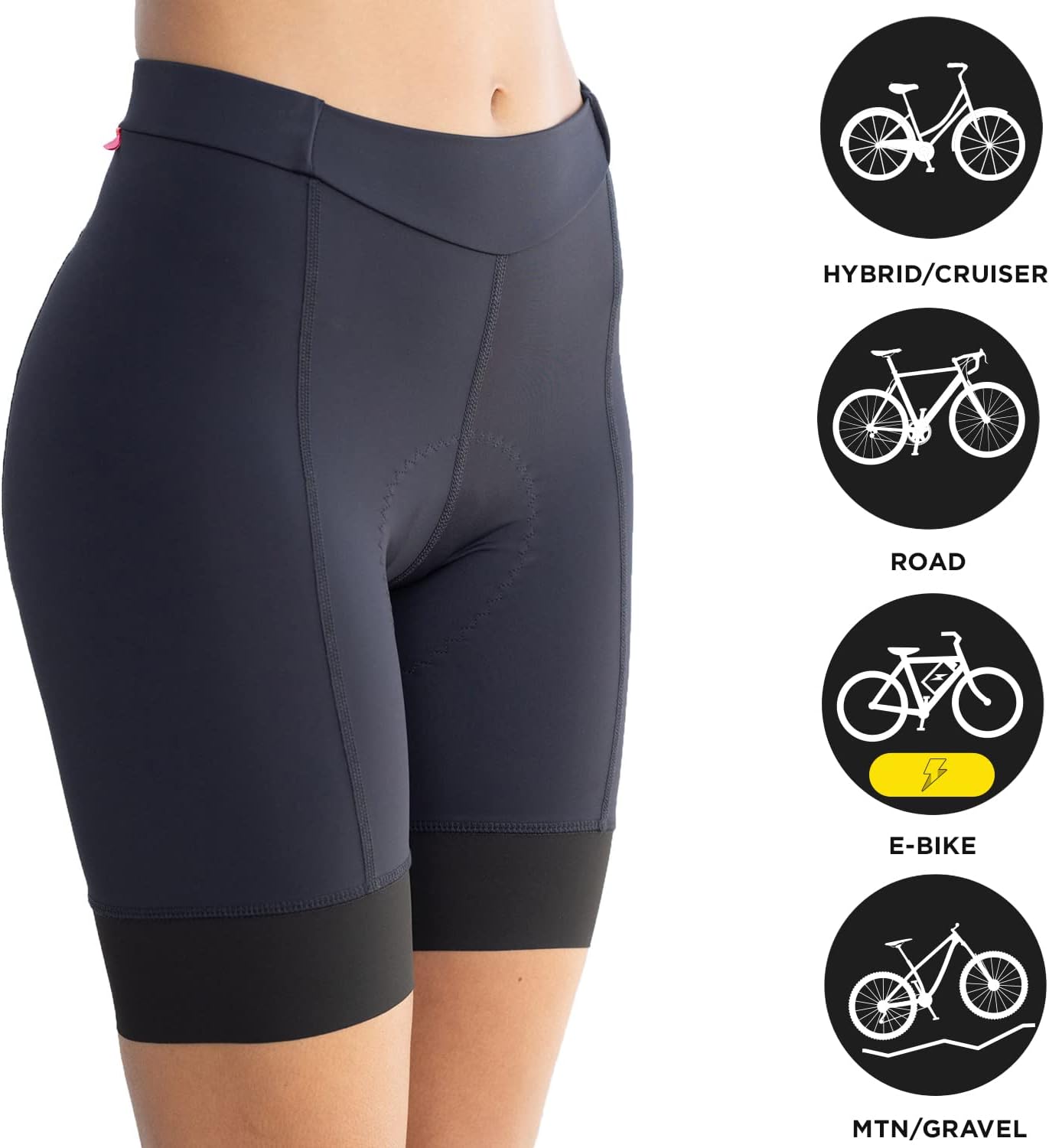 Terry Bella Prima Bike Shorts Womens Padded Bike Shorts 8.5" Inseam Compression Silicone Leg Cycling Shorts Premium Chamois - Image 2