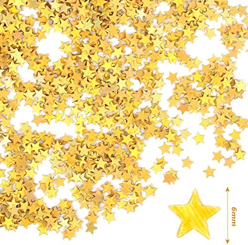 12000 Pieces Gold Star Table Confetti, 6mm Sparkle Confetti Gold Star confetti PVC Glitter Confetti Sequins Star Confetti Decoration for Wedding Birthday Party Christmas (4 Pack)