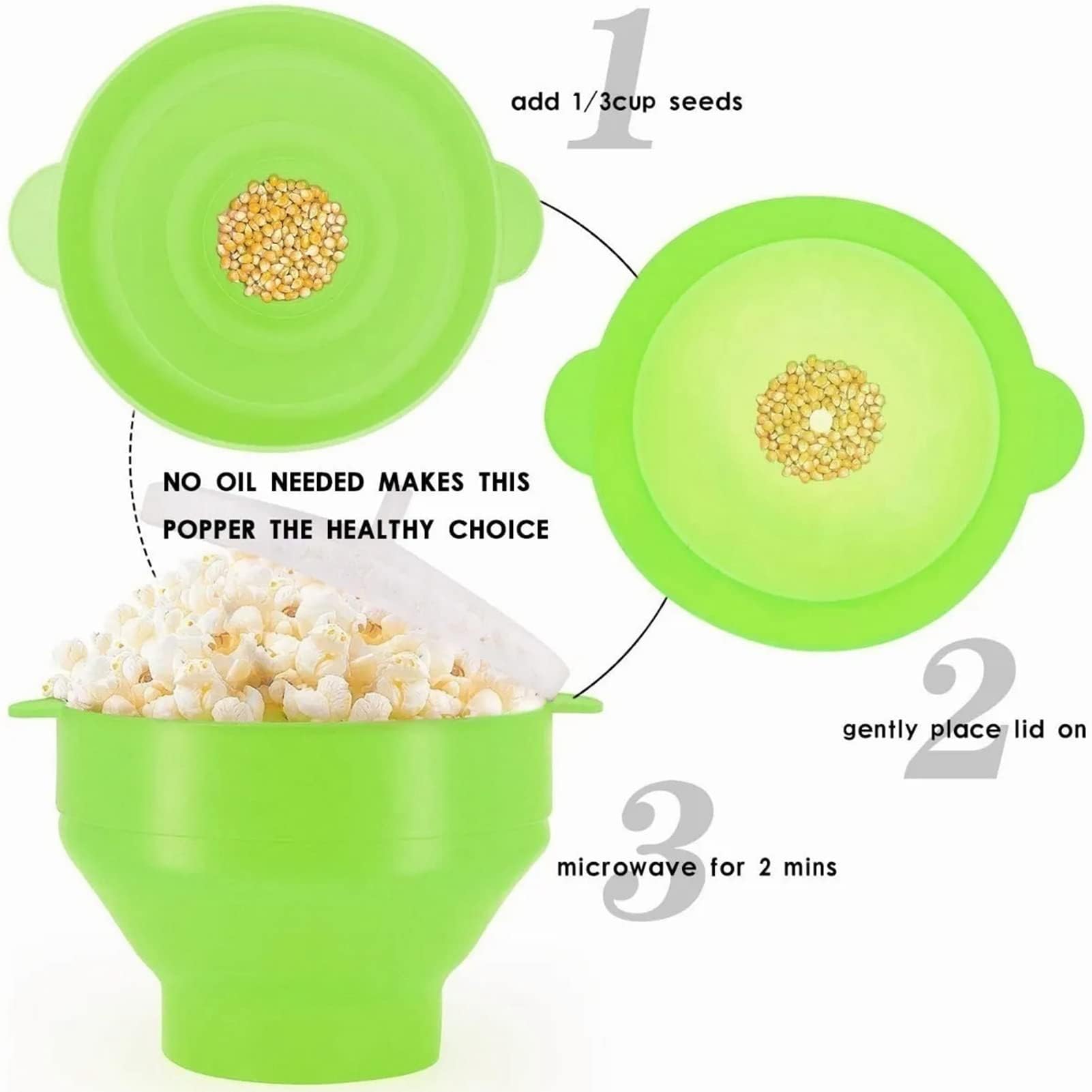 Atyhao Popcorn en Silicone pour Ondes, Portable, Pliable, Facile à Utiliser, Facile à Nettoyer et Facile à Ranger.