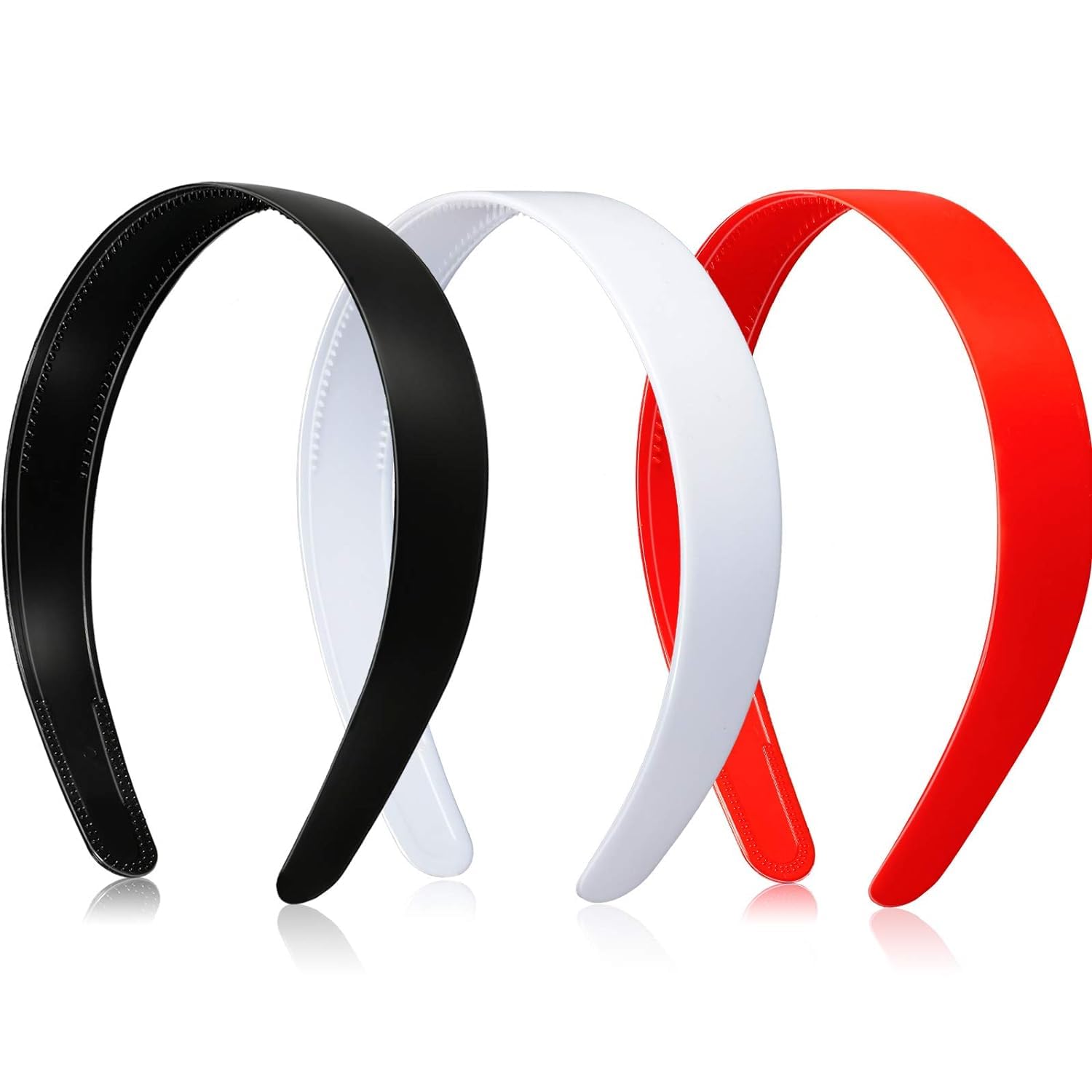 3 Pieces 1 Inch Wide Plastic Headbands with Tooth Simple Hard Plastic Hair Band Non-Slip Art Headband Hoop for Women Girls DIY Hair Accessories (Black, White, Red)-image-31